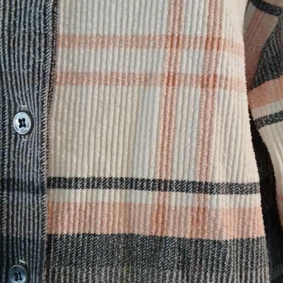 Forenza vintage 80's gray pink white ribbed long sleeve button down short Sz - Picture 4 of 6